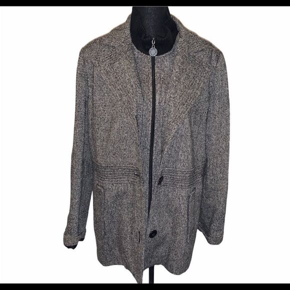 Esprit Houndstooth Wool Trench Coat - Picture 3 of 6